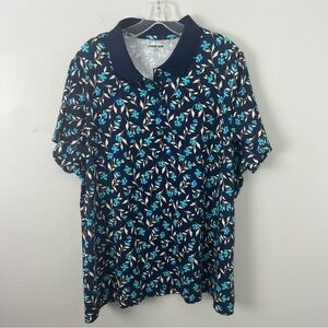 Lands' End Blue Floral Polo Shirt